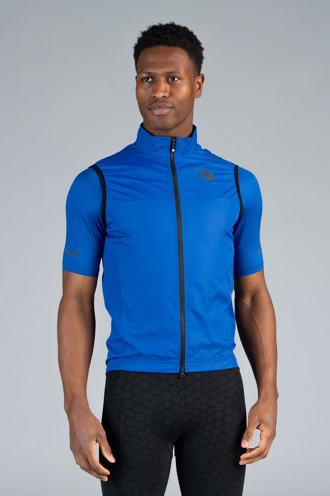 Men's Blue Cycling Wind Vest | Ultra-Light & Packable | Pactimo